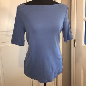 Half Sleeved Sky Blue Talbot's Square Boat Neck